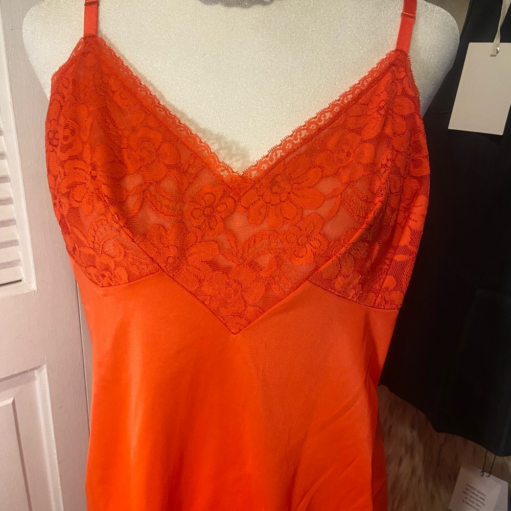 Elegant Orange / crimson red Lace Slip Dress - Picture 9 of 9